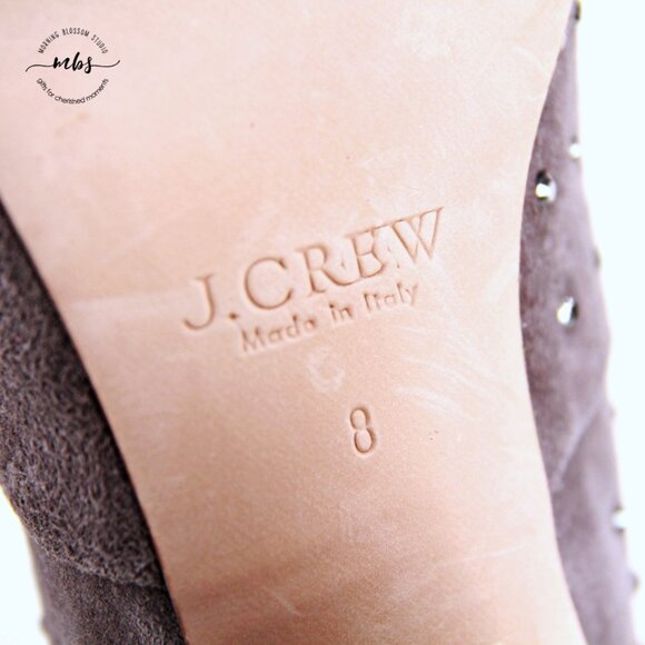 J. Crew Adele Suede Leather Studded Ankle Heel Boots Gray Women 8 - Picture 14 of 14